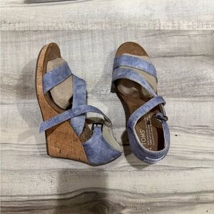 TOMS Denim Blue Wedge Sandals